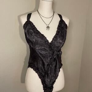 Vintage VS victoria secret black lace bodysuit sz m